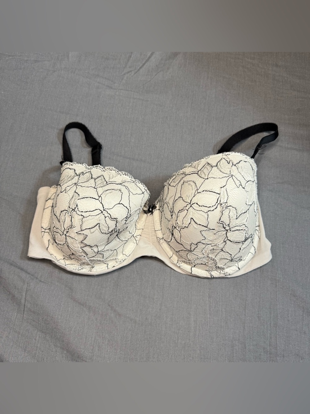 Victoria's Secret Cream Lace Bra with Black Trim